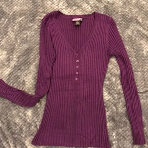Worn 1 time perfect condition adorable purple button down sweater